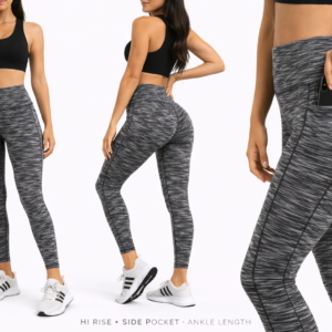 LEGGIN 90 DEGREE BY REFLEX - INTERLINK -TOBILLO TIRO ALTO CON BOLSILLO PW70033 - NEW BLACK SPACE DYE - Talla XS